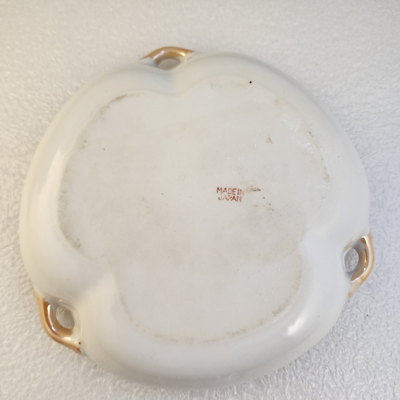 Vtg Peach Lusterware Hand Painted Floral Bowl - Picture 16 of 16